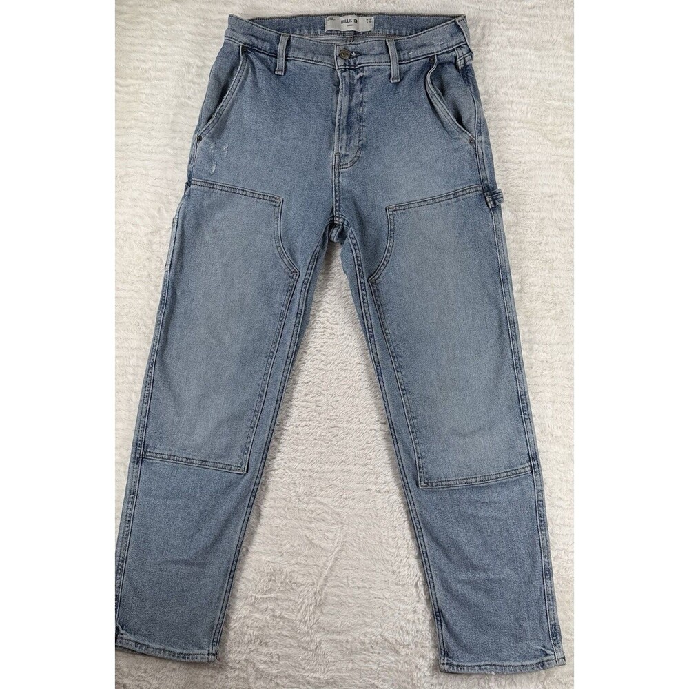 Hollister Mens Baggy Carpenter Jeans W28 L30 Light Wash Blue Utility Skater Y2K